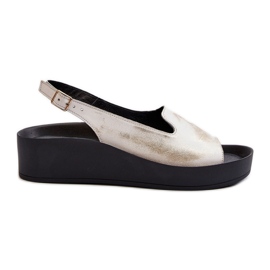 Zazoo 2893 Sandali da donna in pelle con suola spessa, oro spazzolato d'oro