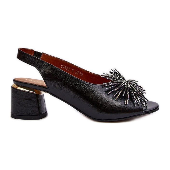 Sandali In Pelle Con Decorazione Laura Messi 2719 Nero