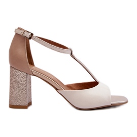 Sandali in pelle con tacco alto Laura Messi 2759 Beige