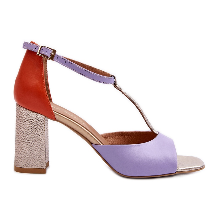 Sandali in pelle con tacco alto Laura Messi 2759 Viola