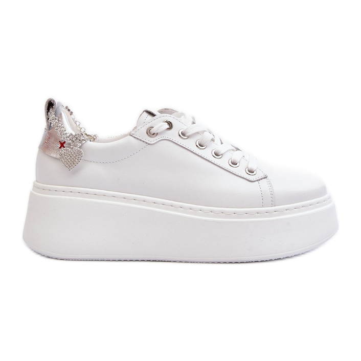 Sneakers da Donna in Pelle con Bracciale CheBello 4406 Bianco bianca