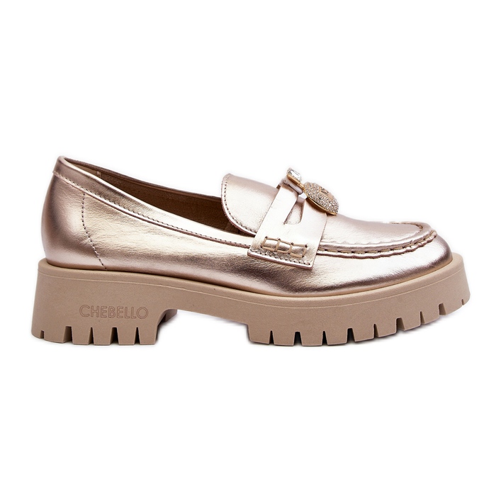 Scarpe in pelle, mocassini con decoro oro CheBello 4291 d'oro