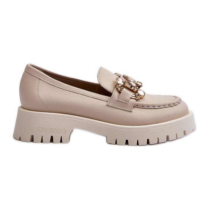 Mocassini Da Donna In Pelle Con Decoro CheBello 4369 Beige