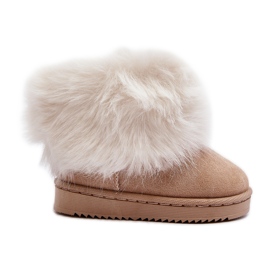 Stivali da neve isolanti per bambini con pelliccia, Beige Nohie
