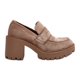Scarpe con tacco grosso da donna color kaki Feneli beige