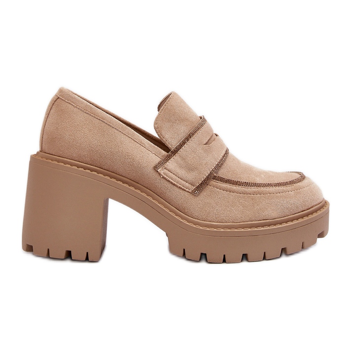 Scarpe con tacco grosso Feneli da donna beige