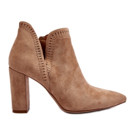 Stivaletti Con Tacco Alto Da Donna Con Kerestia Beige Ritagliata