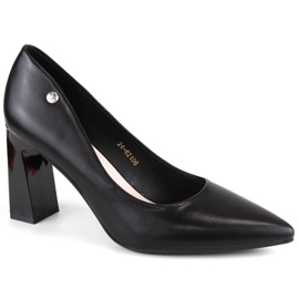 Décolleté da donna con tacco decorativo, nere, Vinceza 62106 nero