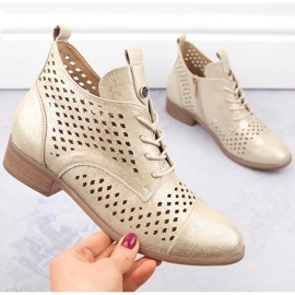 Stivaletti traforati oro da donna Potocki SZ12091 beige
