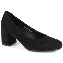 Décolleté da donna con tacco alto in pelle scamosciata nera Potocki SZ12340 nero