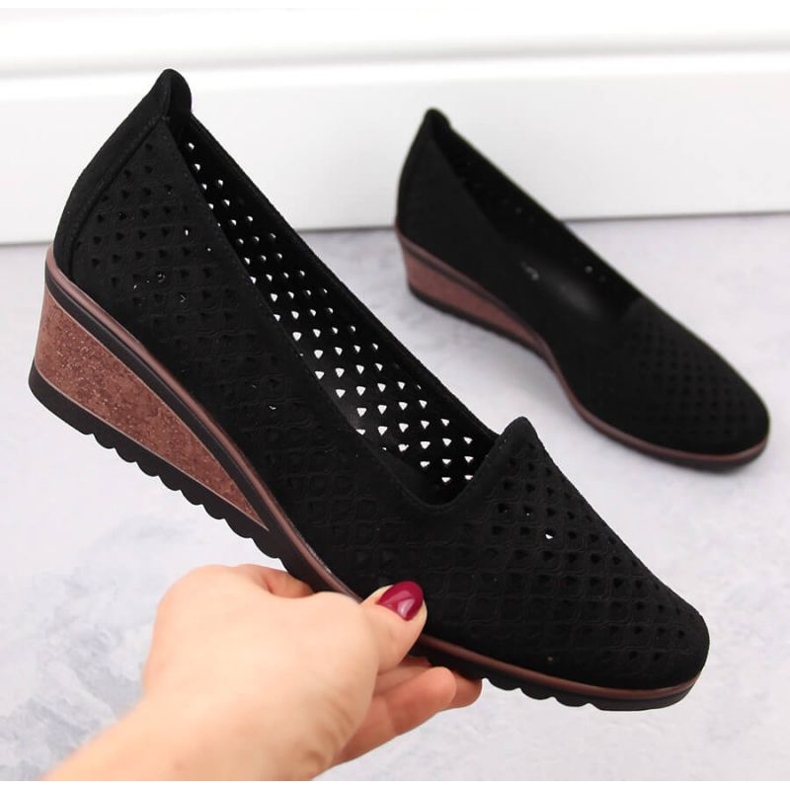 Potocki W WOL206 scarpe con zeppa in camoscio nero