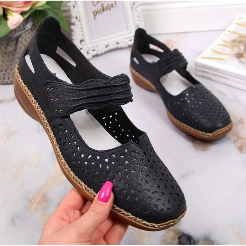 Scarpe Rieker W RKR139 in pelle, blu navy