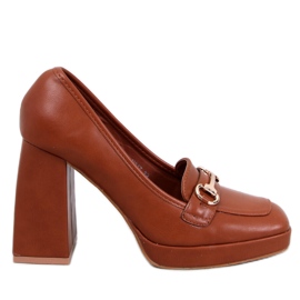 Mocassini con tacco Albers color cammello marrone