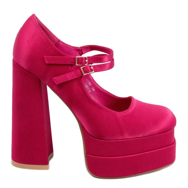 Prandi Décolleté con plateau in raso fucsia rosa