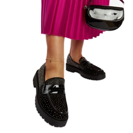Mocassini neri decorati con strass Newport nero