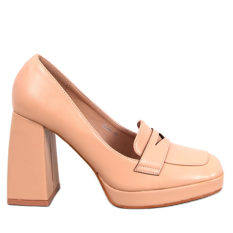 Entee Mocassini nudi con tacco alto beige