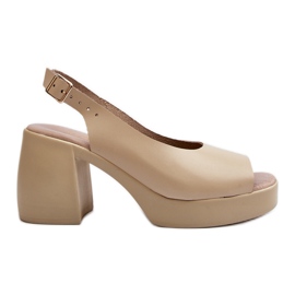 Zazoo 40376 Sandali in pelle beige con tacchi alti enormi