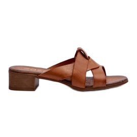 Zazoo 40236 Pantofole in Pelle da Donna con Tacco Basso Marrone
