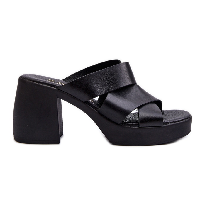 Zazoo 40373 Infradito in pelle con blocco, Nero