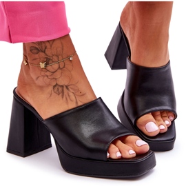 Sweet Shoes Pantofole tacco alto in pelle nera nero