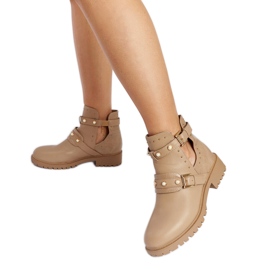 Stivaletti beige con ritaglio e perle Asker