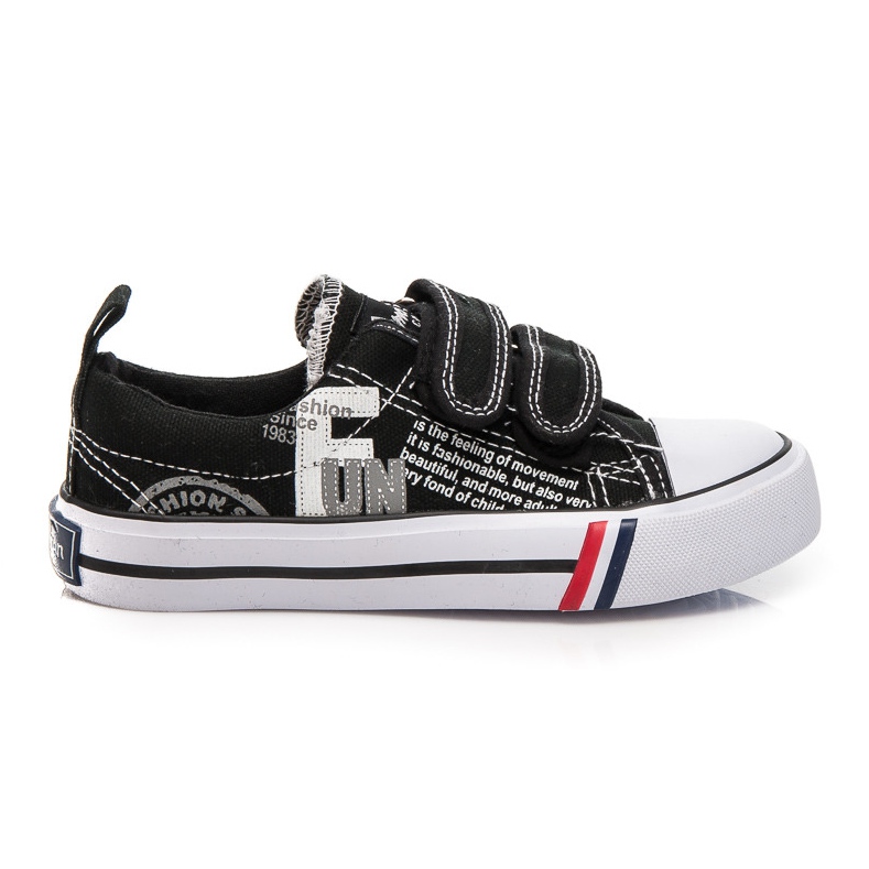 American Club Scarpe da ginnastica in velcro divertenti bianca nero