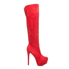 Comer Stivali con plateau in pelle scamosciata rosso
