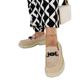 Mocassini in camoscio beige con fibbia Lyle