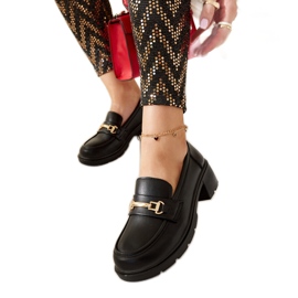 Mocassini Sherie neri con tacco alto nero