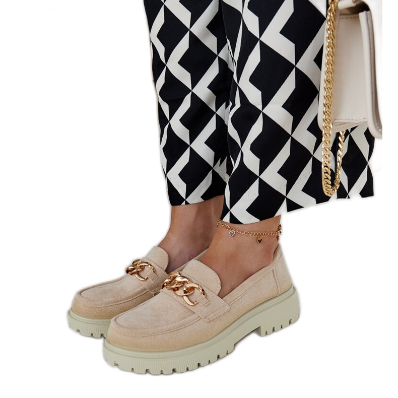 Mocassini in camoscio beige di Elenor