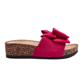 Infradito da donna con plateau in sughero e fiocco fucsia Tarena rosa