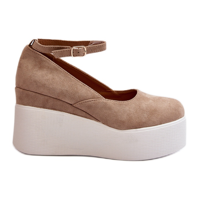 Espadrillas con zeppa Malla beige da donna