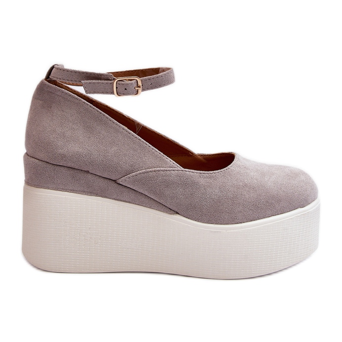 Espadrillas da donna su malla con zeppa grigia grigio