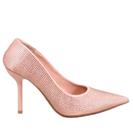 Scarpe con tacco da donna Paulis Champagne con zirconi rosa