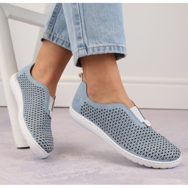 Comode scarpe slip-on traforate da donna, blu Rieker 52866-10