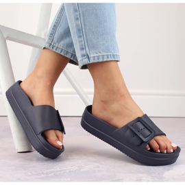 Ciabatte da donna con plateau in schiuma e fibbia, blu navy Big Star NN274A665