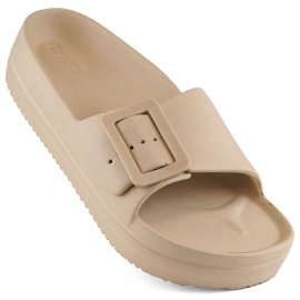 Ciabatte da donna con plateau in schiuma e fibbia, beige Big Star NN274A666