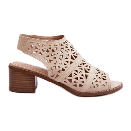Sandali tacco alto traforati beige Serapina
