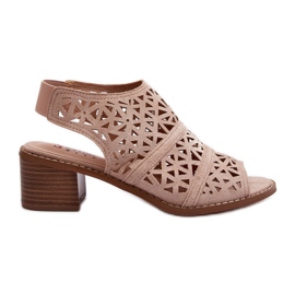 Sandali con tacco alto Serapina color nudo traforato beige