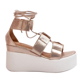 Sandali con lacci dorati Helavi da donna d'oro