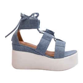 Sandali Denim Da Donna Allacciati Blu Helavi