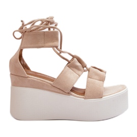 Sandali allacciati Helavi da donna beige