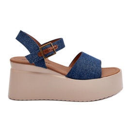 Sandali con zeppa in denim blu da donna di Geferia
