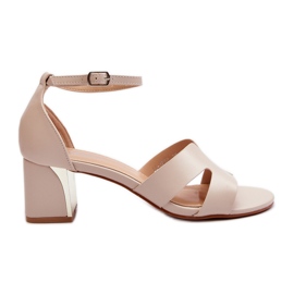 Sandali con tacco alto a blocchi da donna beige Irivana