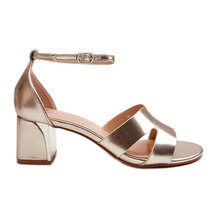Sandali da donna con tacco largo Irivana color oro d'oro