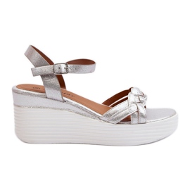 Sandali con zeppa argento Esinna d'argento