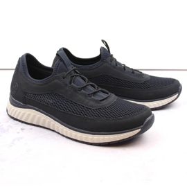 Comode scarpe slip-on traforate da uomo, blu navy, Rieker B0655-14