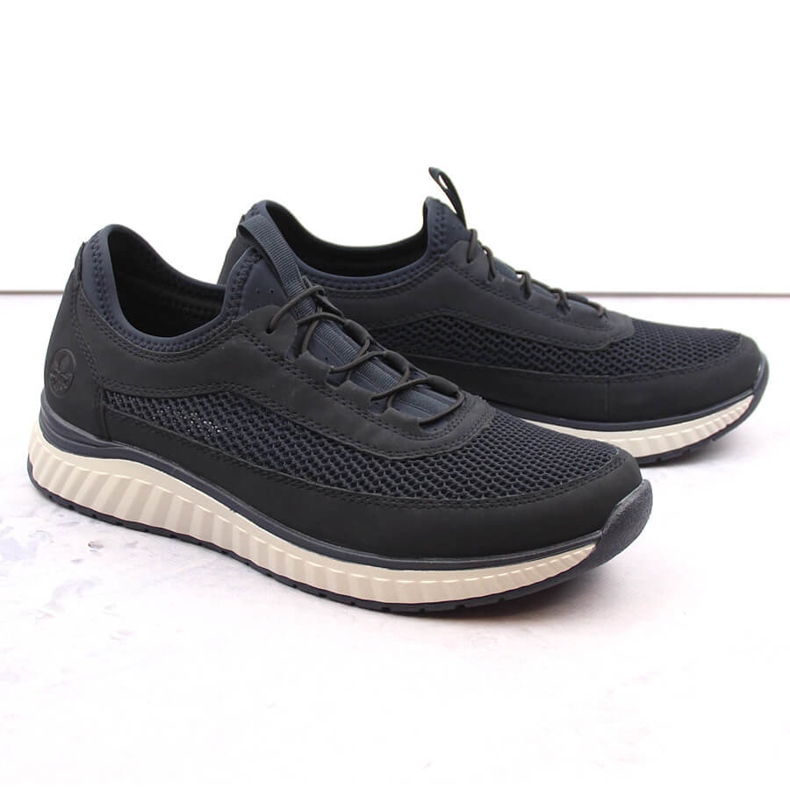 Comode scarpe slip-on traforate da uomo, blu navy, Rieker B0655-14