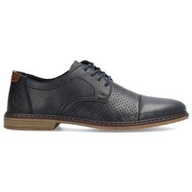 Scarpe da uomo comode in pelle, eleganti, traforate, blu navy Rieker 13431-14