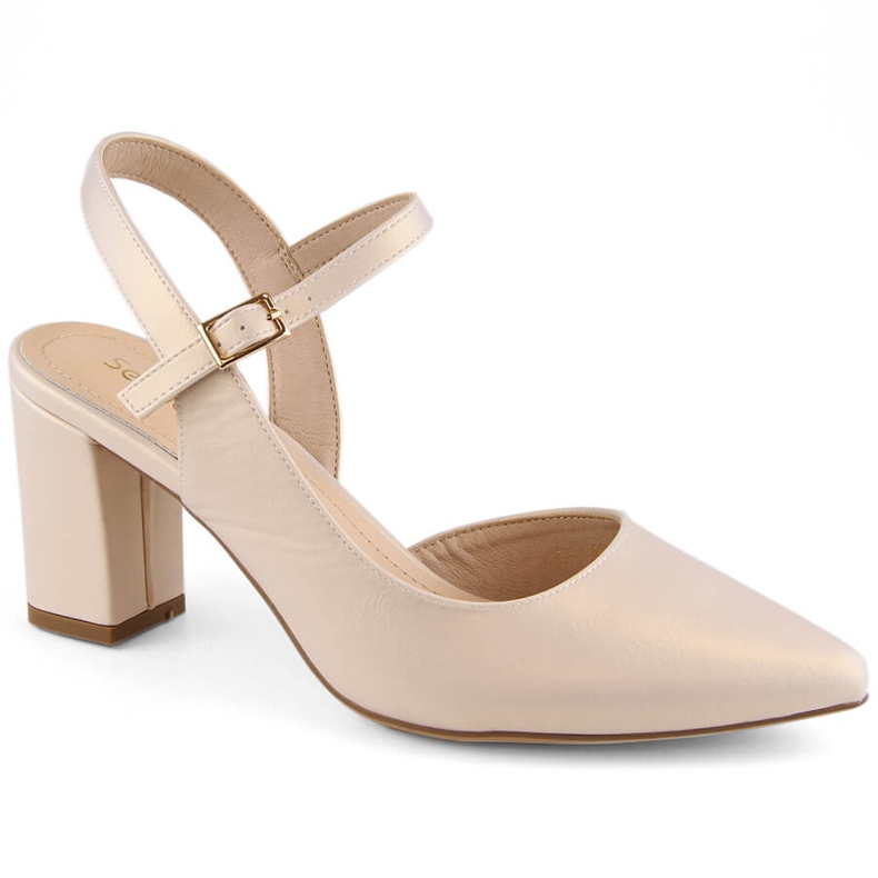 Sandali formali da donna con tacco alto beige perla Sergio Leone SK446